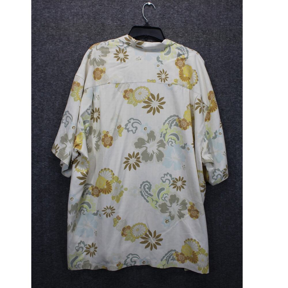 Tommy Bahama Floral Neutral Silk Button Down Short Sleeve Shirt Size XXL NEW - Picture 2 of 5